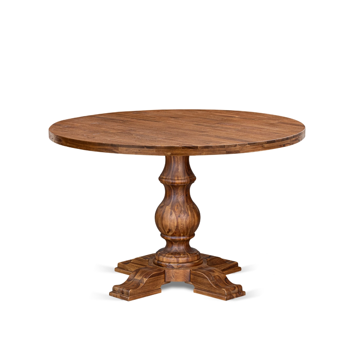 IR5-0N-TP A Wood Dining Table with A Round Tabletop & Stylish Pedestal - Antique Walnut Finish