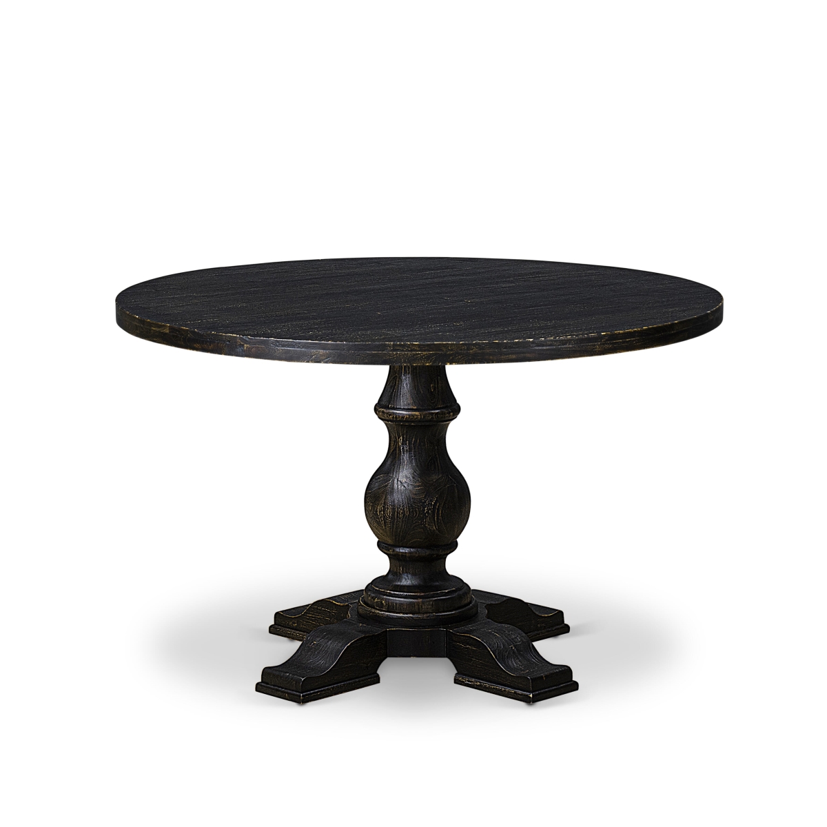 IR5-11-TP A Kitchen Table with A Round Tabletop & Stylish Pedestal - Sand Blasted Black Finish