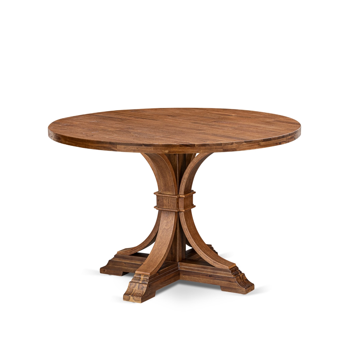 IR7-0N-TP A Wood Dinner Table with A Round Tabletop & Stylish Pedestal - Antique Walnut Finish