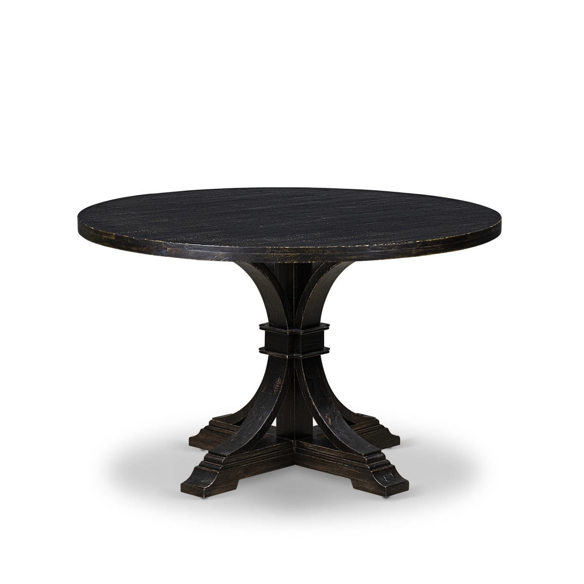 IR7-11-TP A Kitchen Table with A Round Tabletop & Stylish Pedestal - Sand Blasted Black Finish
