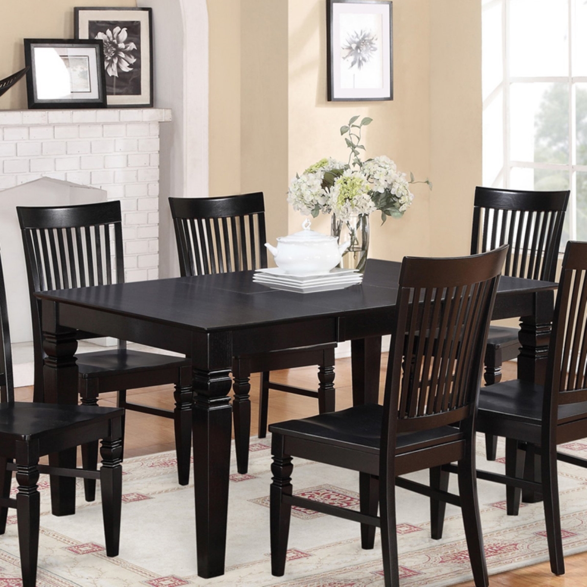 WET-BLK-TL Weston Rectangular Dining Table with 18 In Butterfly Leaf In Black