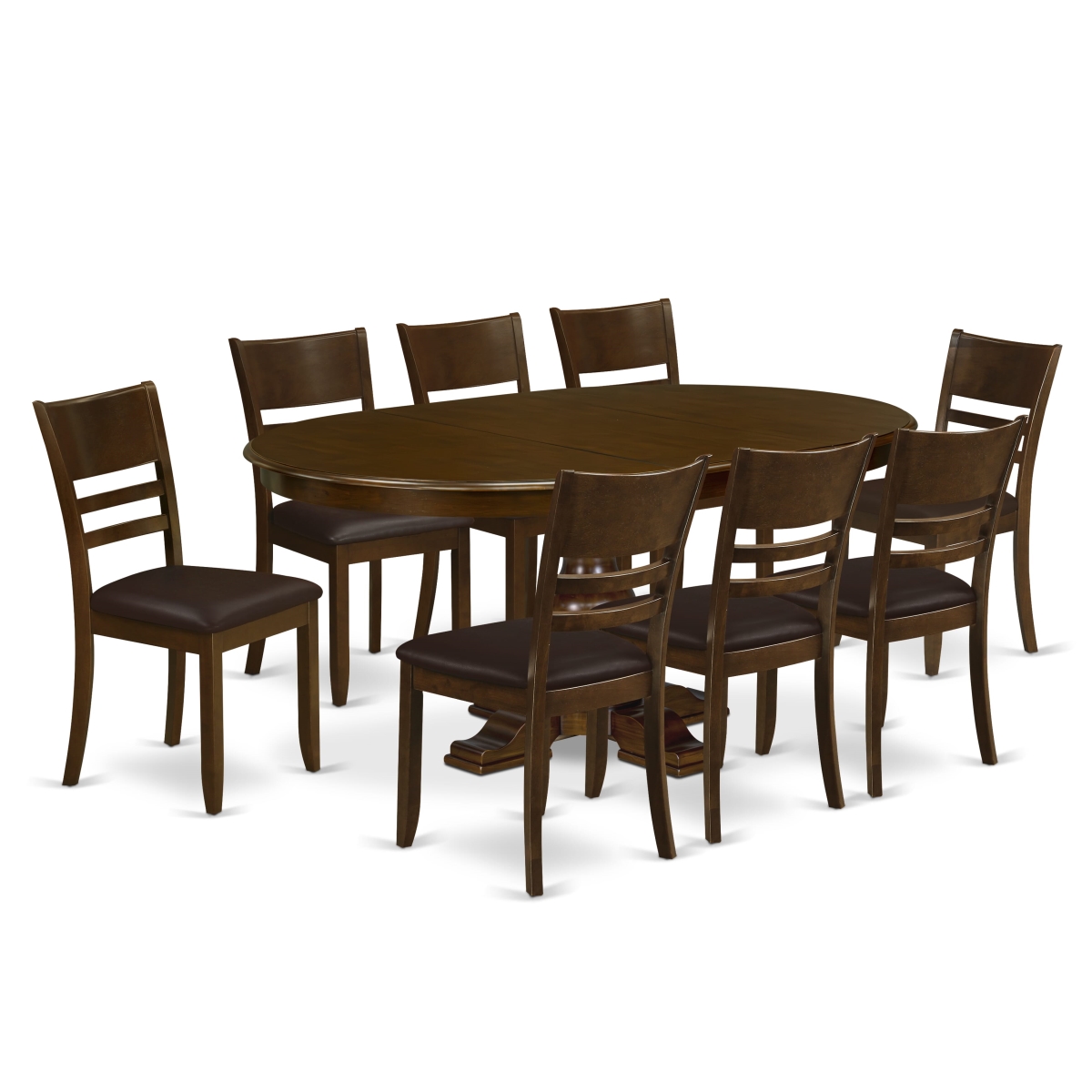 E5LY9-ESP-LC 9 Piece Kitchen Set Includes A Dinner Table & 8 Wooden Chairs with Ladder Back- Espresso