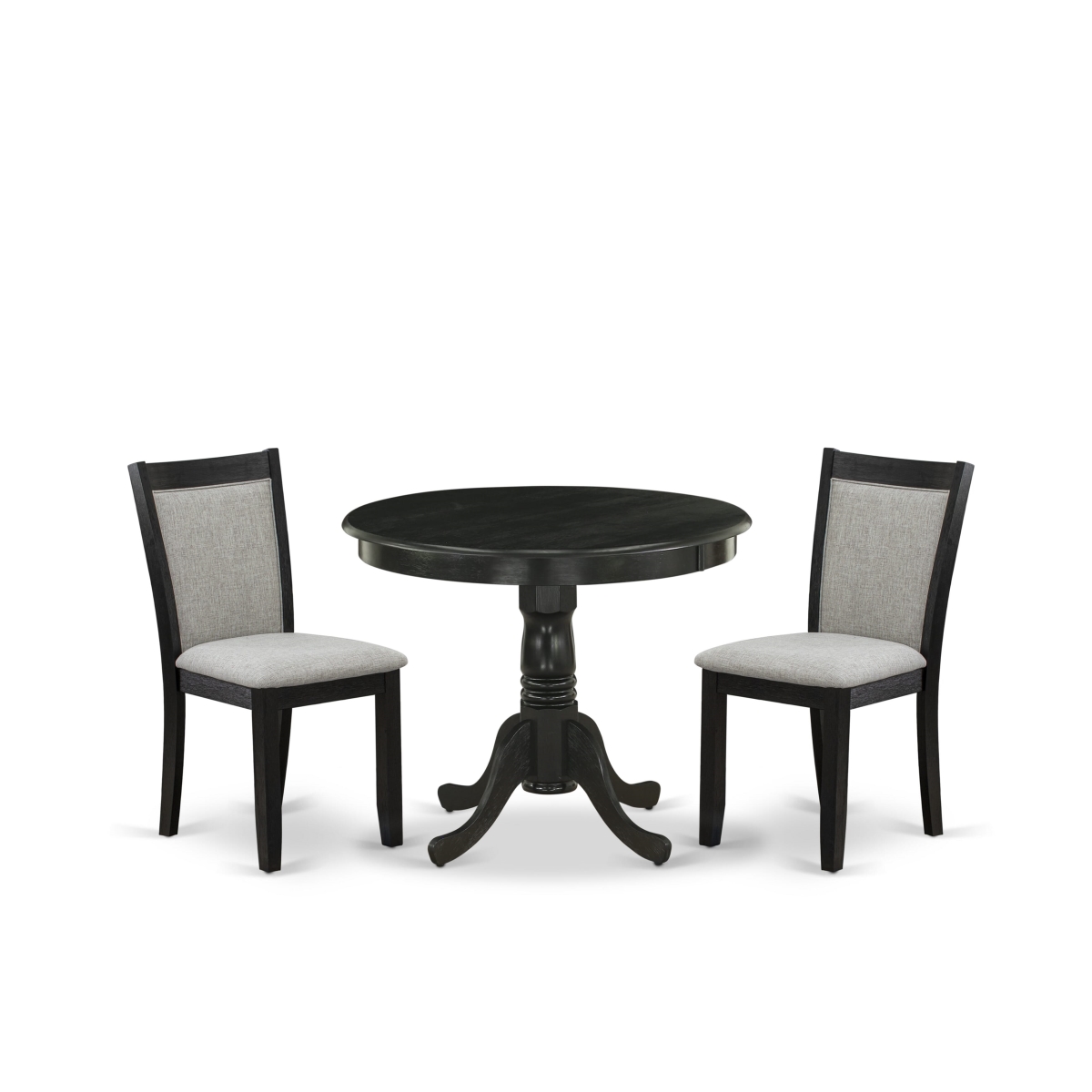 ANMZ3-AB6-06 3 Piece Dinette Room Set Contains A Dining Room Table & 2 Shiitake Dining Room Chairs - Wire Brushed Black Finish
