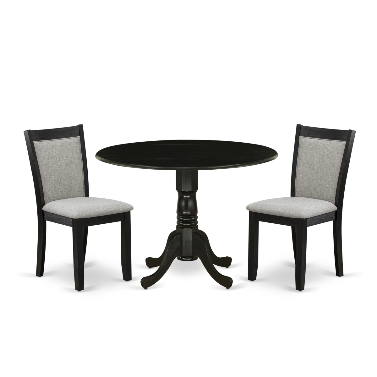 DLMZ3-AB6-06 3 Piece Dining Room Table Set Consists of A Dining Room Table & 2 Shiitake Dining Chairs - Wire Brushed Black Finish