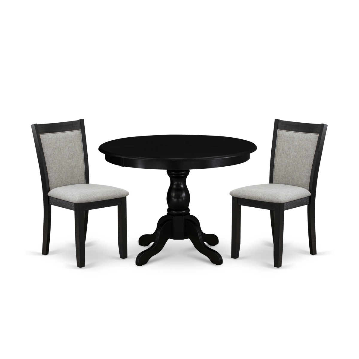 HBMZ3-AB6-06 3 Piece Dining Room Table Set Contains A Dining Room Table & 2 Shiitake Parson Chairs - Wire Brushed Black Finish