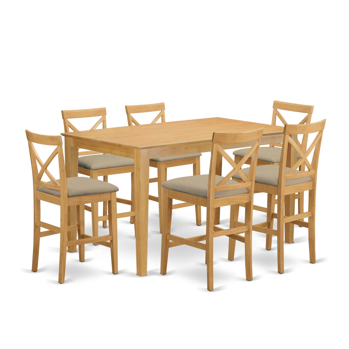 CAPU7H-OAK-C 7 Piece Kitchen Counter Height Dining Table Set