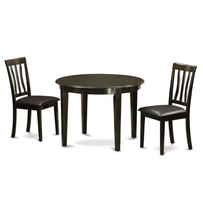 Picture of East West Furniture BOAN3-CAP-C Small Round Table & 2 Kitchen Chairs, Cappuccino