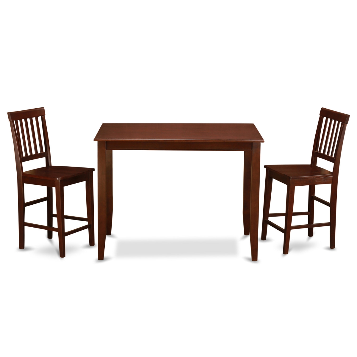 Pub Table & 2 Wood Counter Chairs, Mahogany