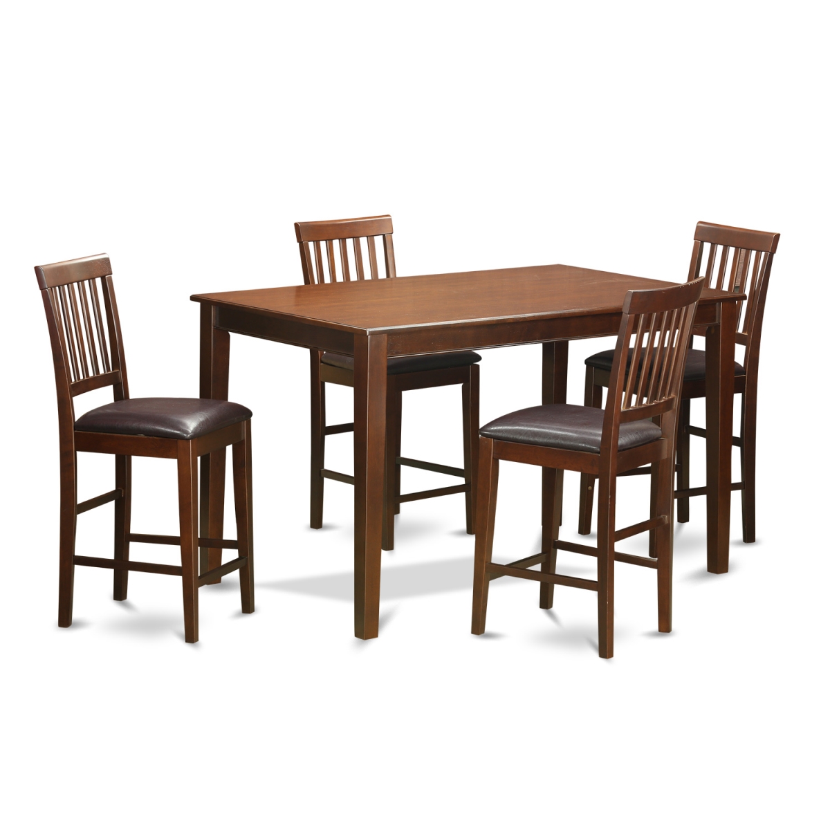 Counter Height Pub Table & 4 Bar Stools, Mahogany