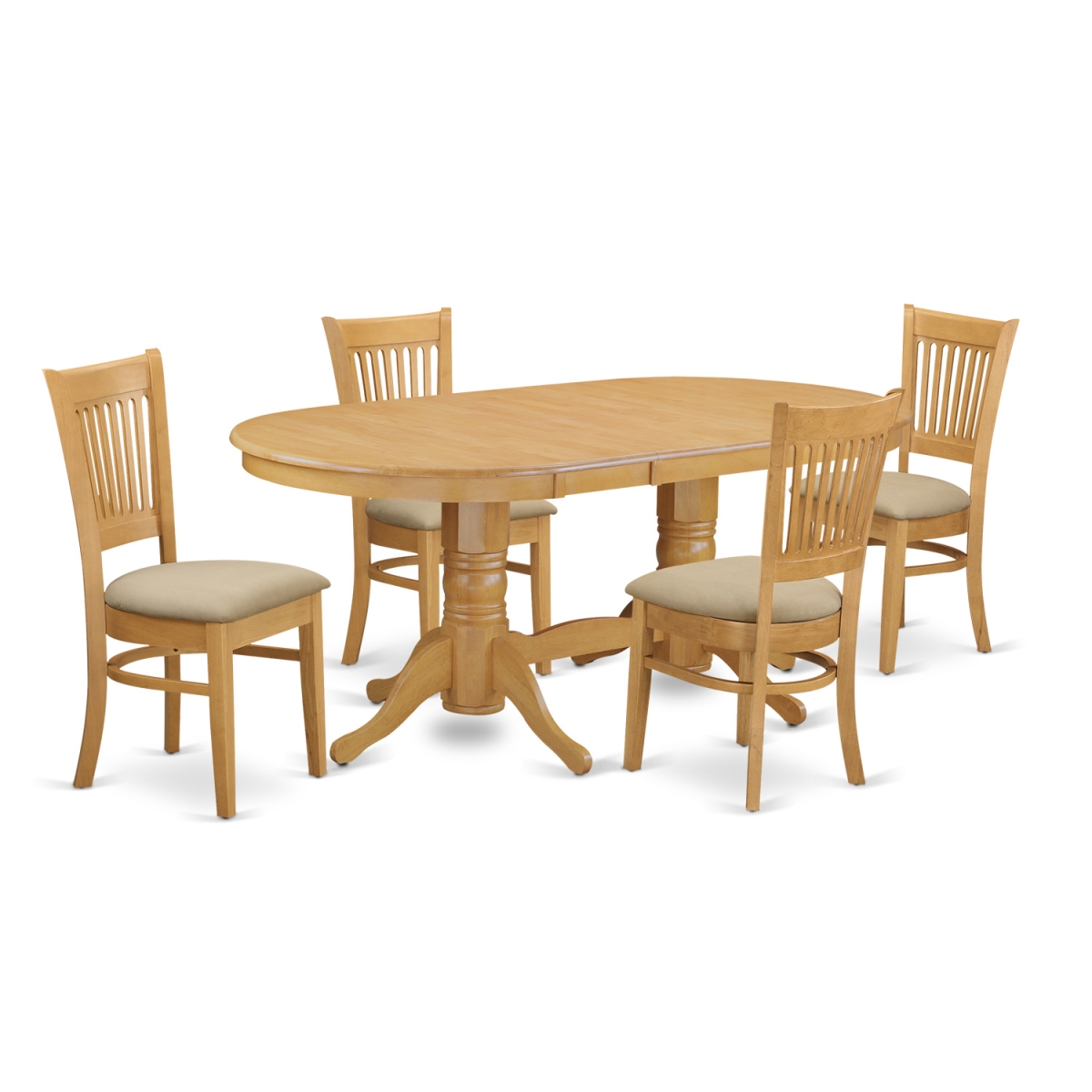Dining Table with A Leaf & 4 Chairs for Dining - Oak