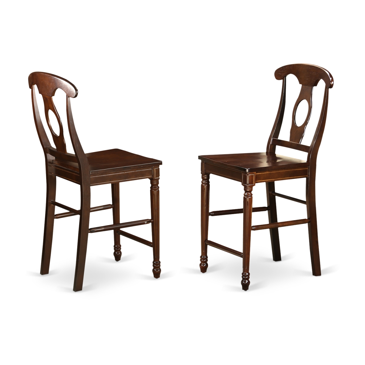 East-West Furniture Kenley counter height chairs set of 2 - Mahogany Wooden Seat and Mahogany Hardwood Frame counter height bar chairs