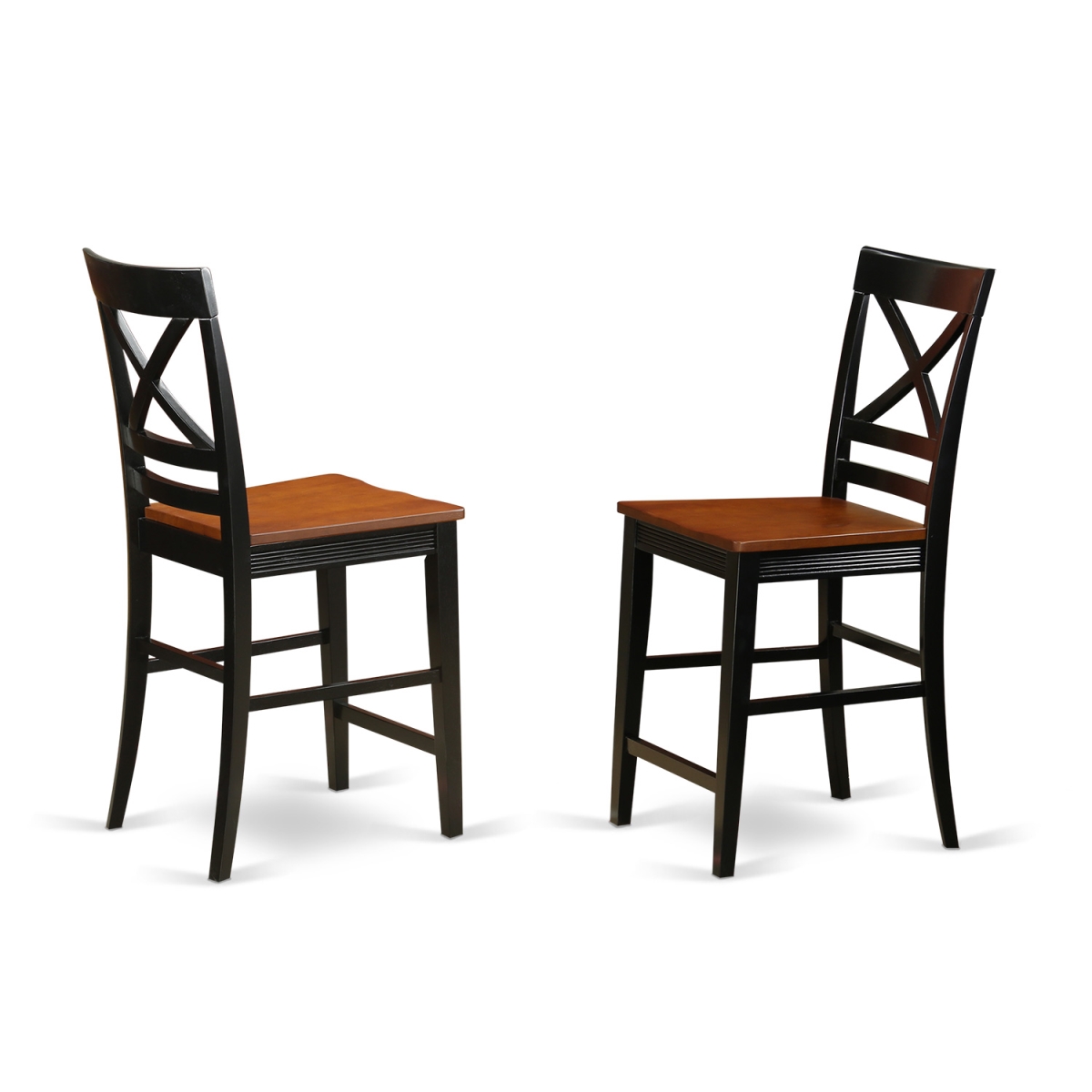 Quincy Counter Height Stools with X-Back in Black & Cherry Finish - Set of 2