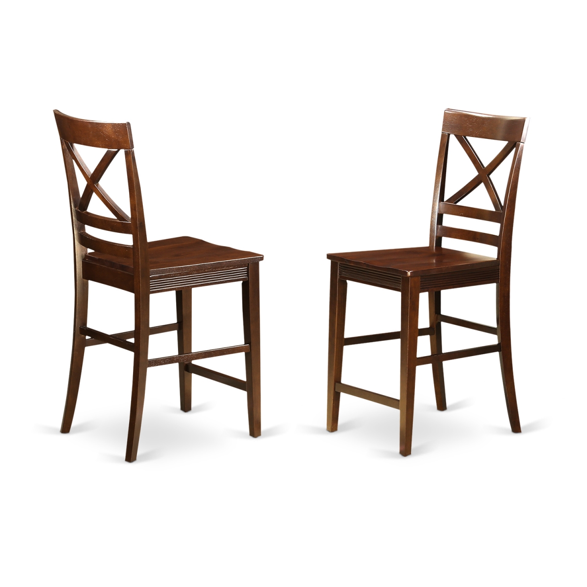 Quincy Counter Height Stools with X-Back in Mahogany Finish - Set of 2