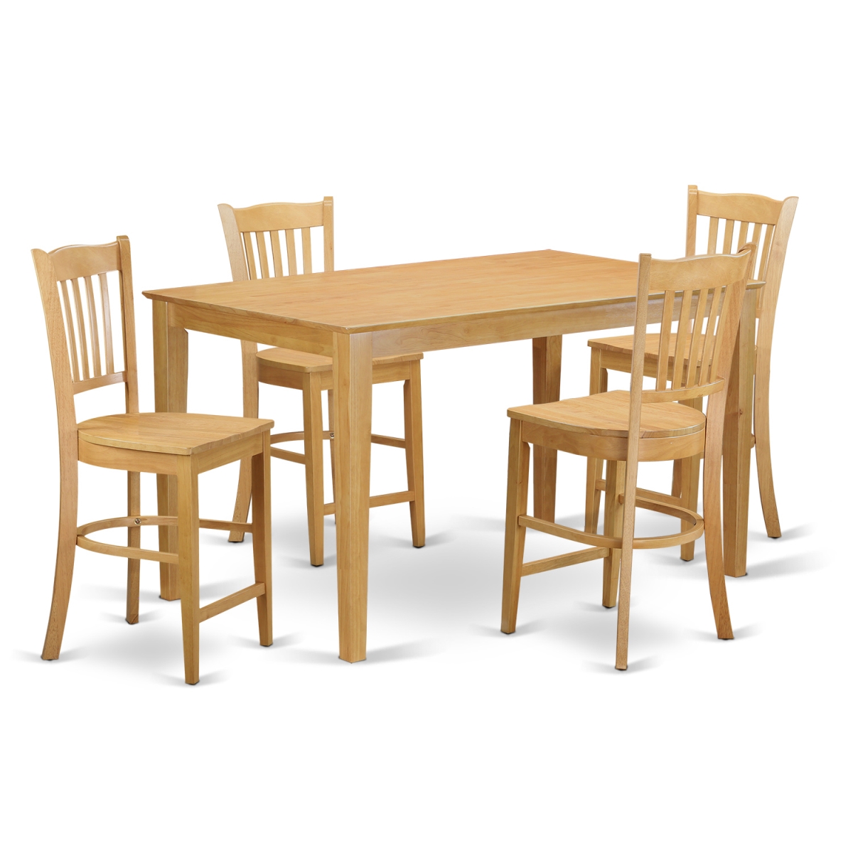 Counter Height Pub Top Table & 4 Chairs, Oak