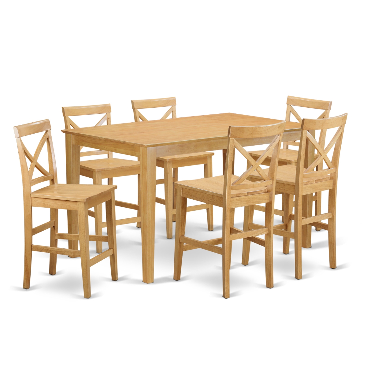 Counter Height Top Table & 6 Dinette Chairs, Oak