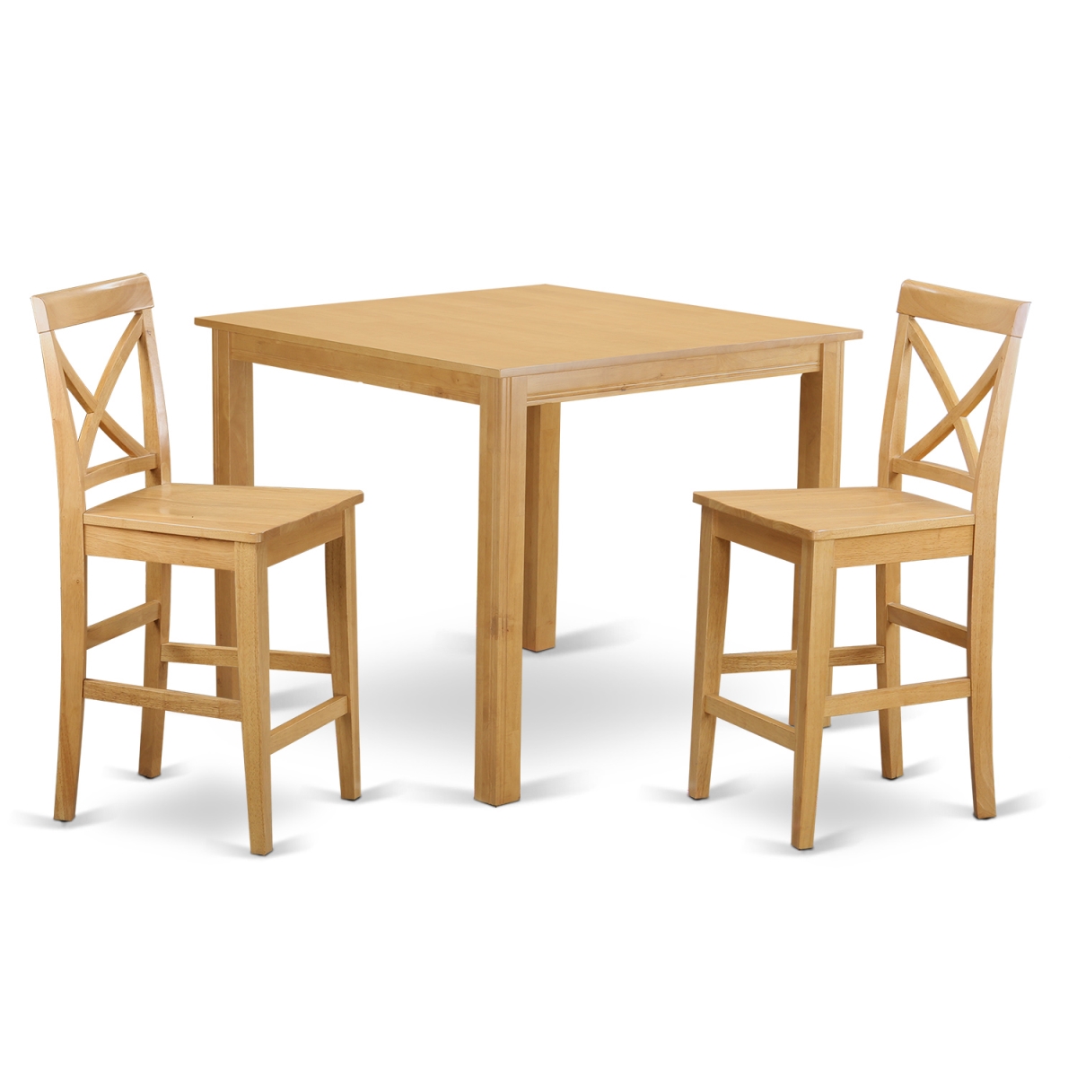 Counter Height Dining Pub Table & 2 Bar Stools, Oak