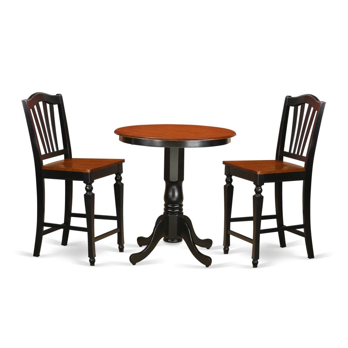 Dining Counter Height Top Table & 2 Stool, Black Finish