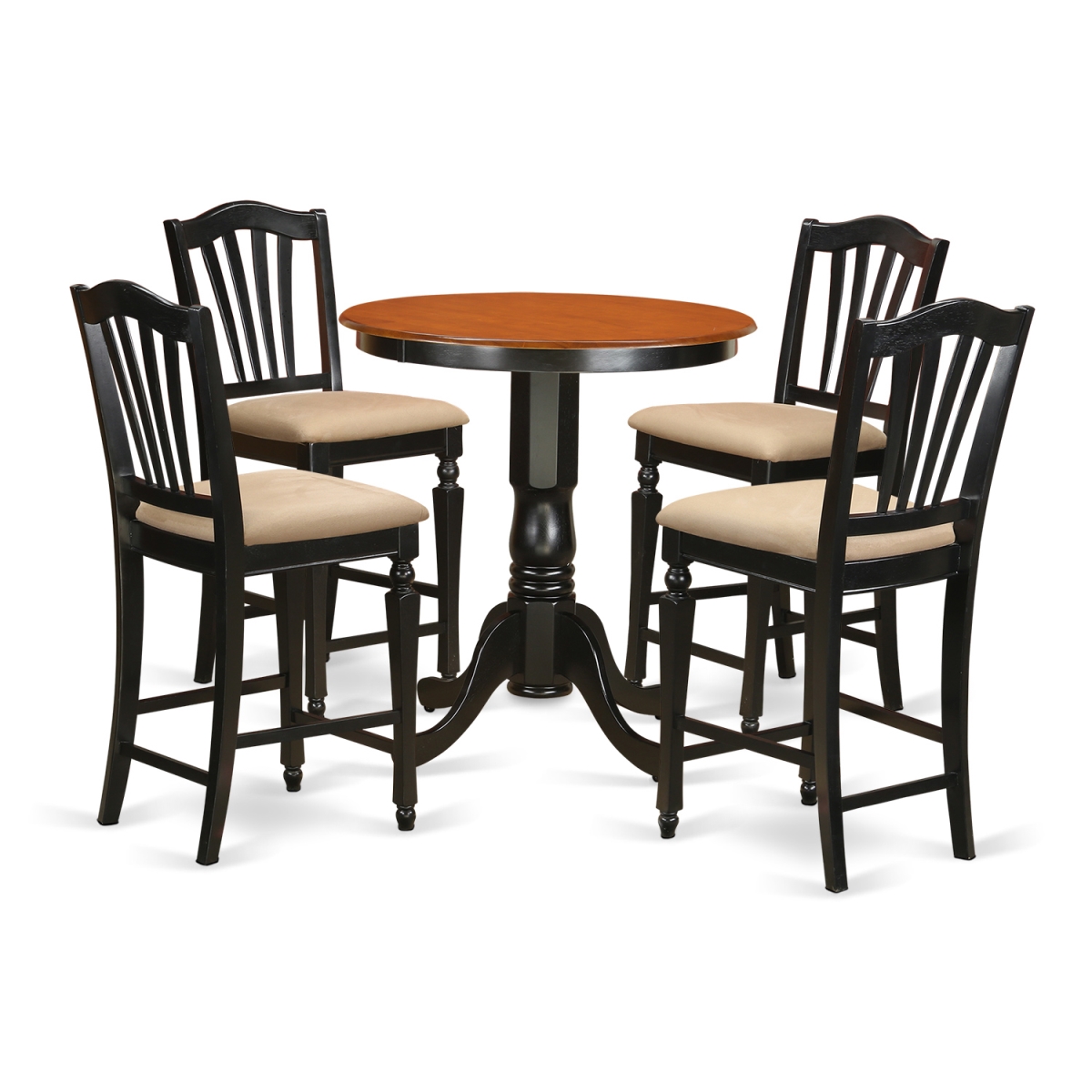EDCH5-BLK-C Counter Height Kitchen Table & 4 Chair, Black Finish