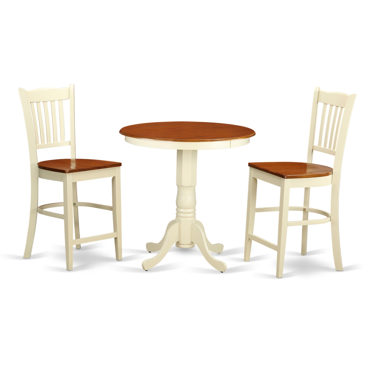 Counter Height Dining Top Table & 2 Chair, White Finish