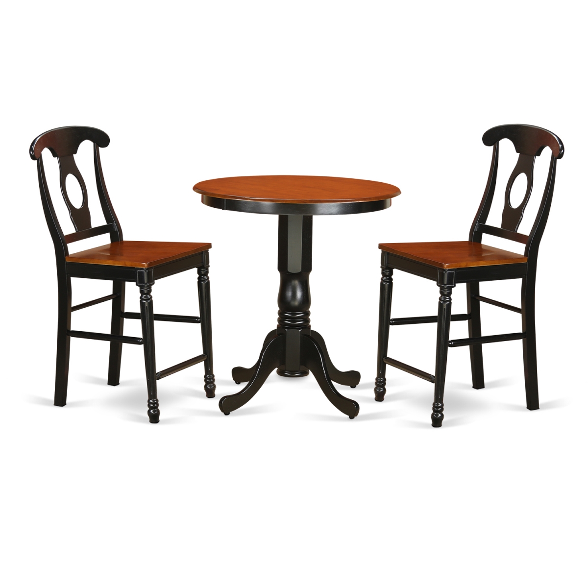 Dining Counter Height Pub Table & 2 Room Chairs, Black Finish