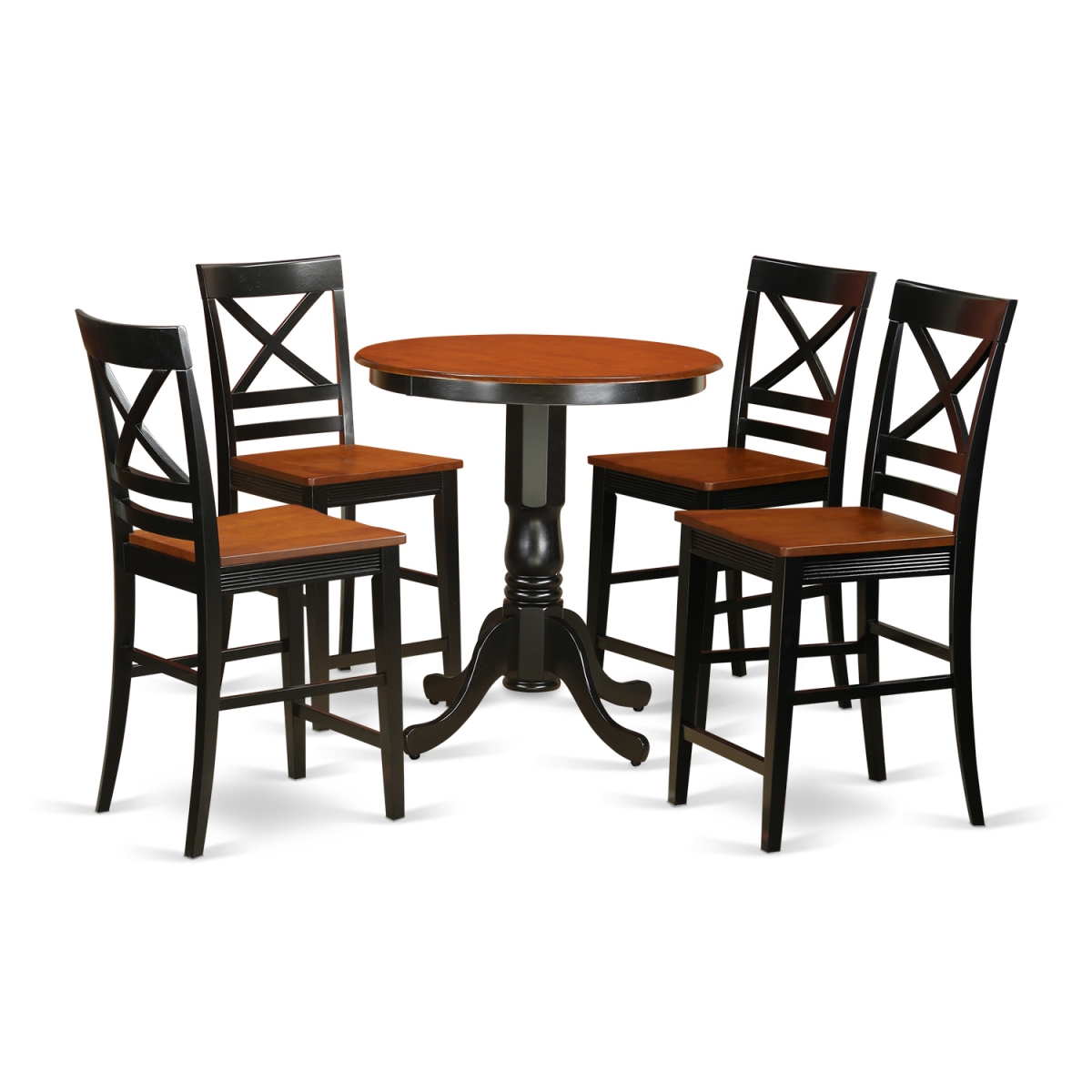 Counter Height Table & 4 Dining Chair, Black Finish