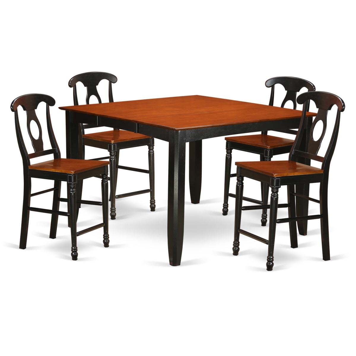 Counter Height Dining Pub Table & 4 Kitchen Chairs - Black Finish