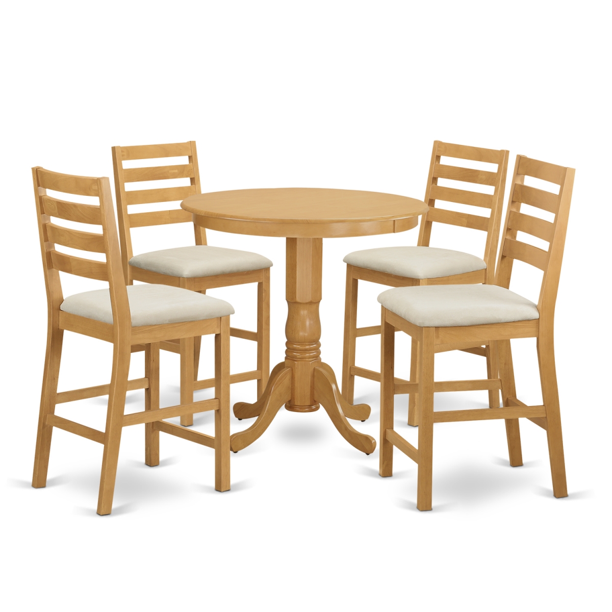 Counter Height Dining Table Table & 4 Chairs, Oak