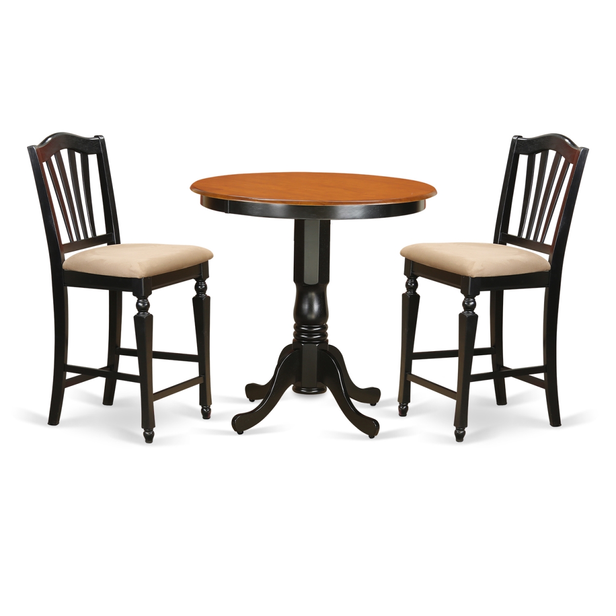 Counter Height Table & 2 Dining Chair, Black Finish