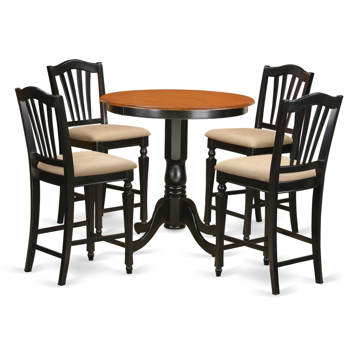 Dining Counter Height Kitchen Table & 4 Chair - Black Finish