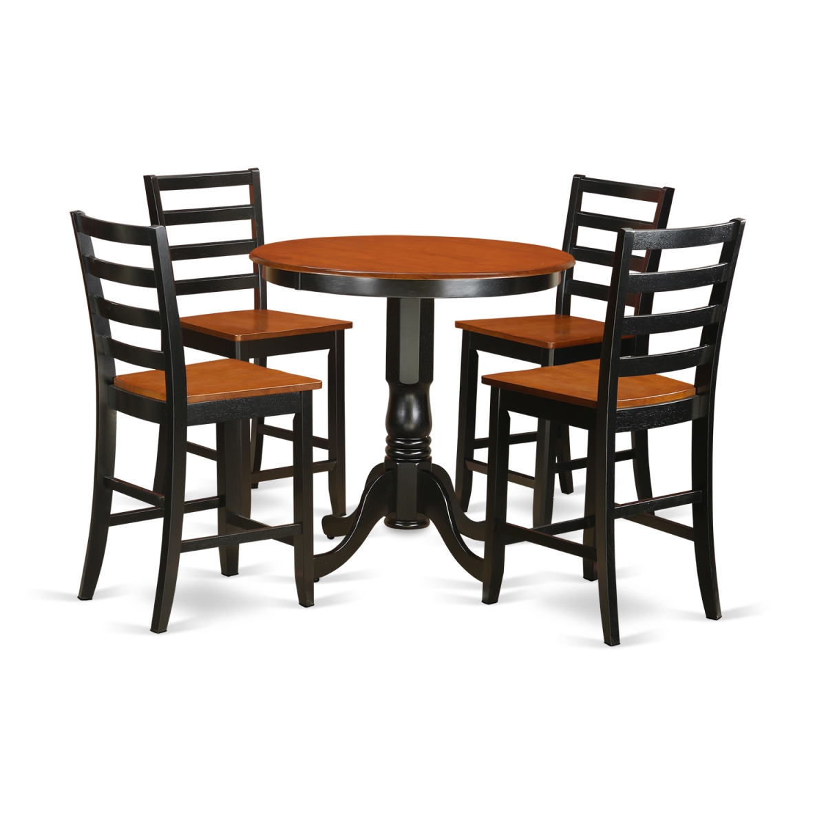 Counter Height Dining Pub Table & 4 Room Chairs, Black Finish