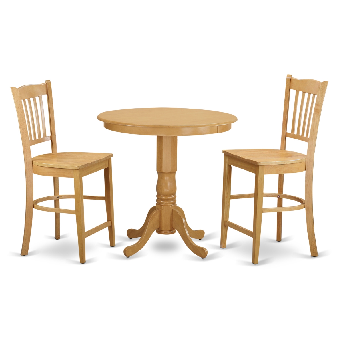 Counter Height Dining Top Table & 2 Bar Stools, Oak