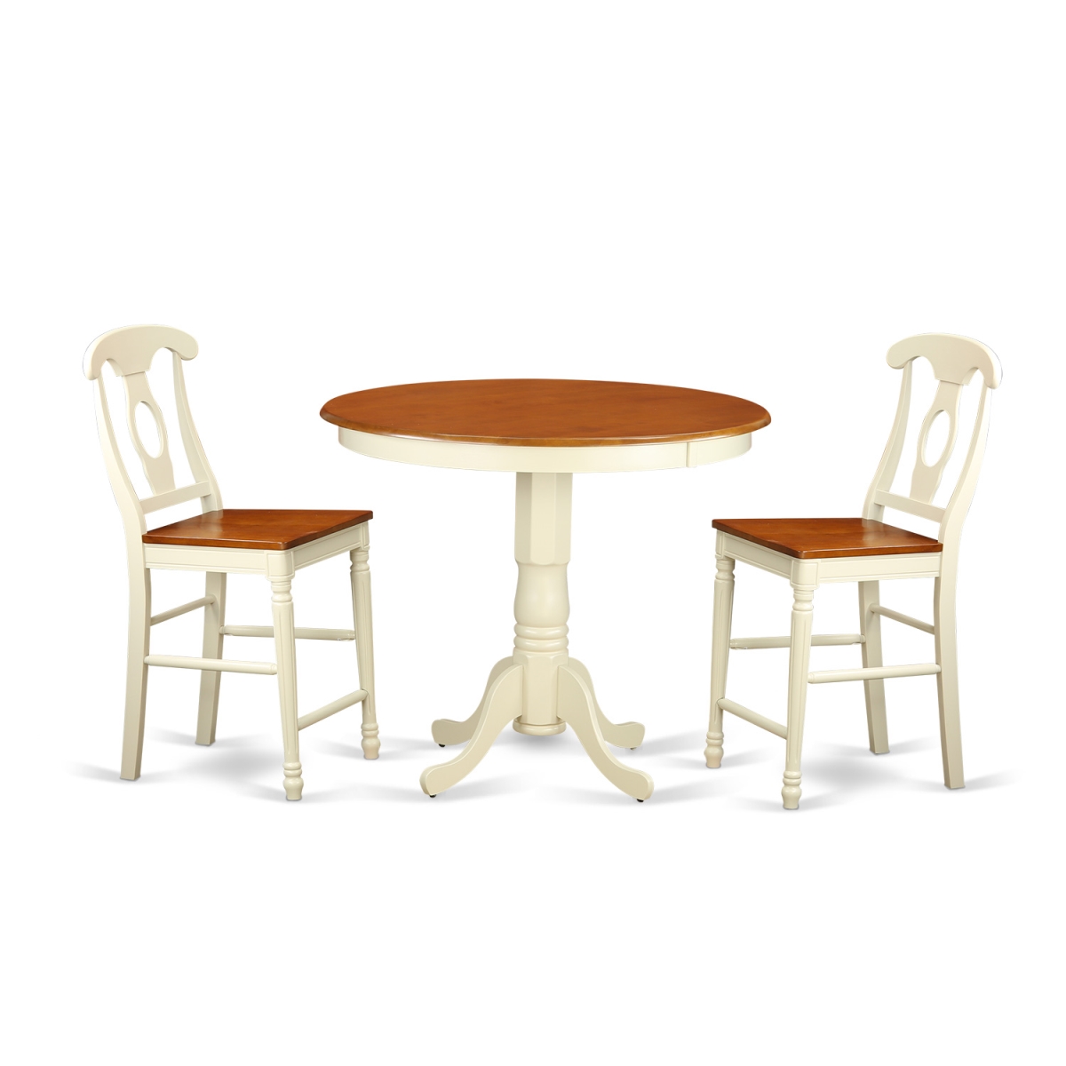 Counter Height Dining Top Table & 2 Chairs, White Finish