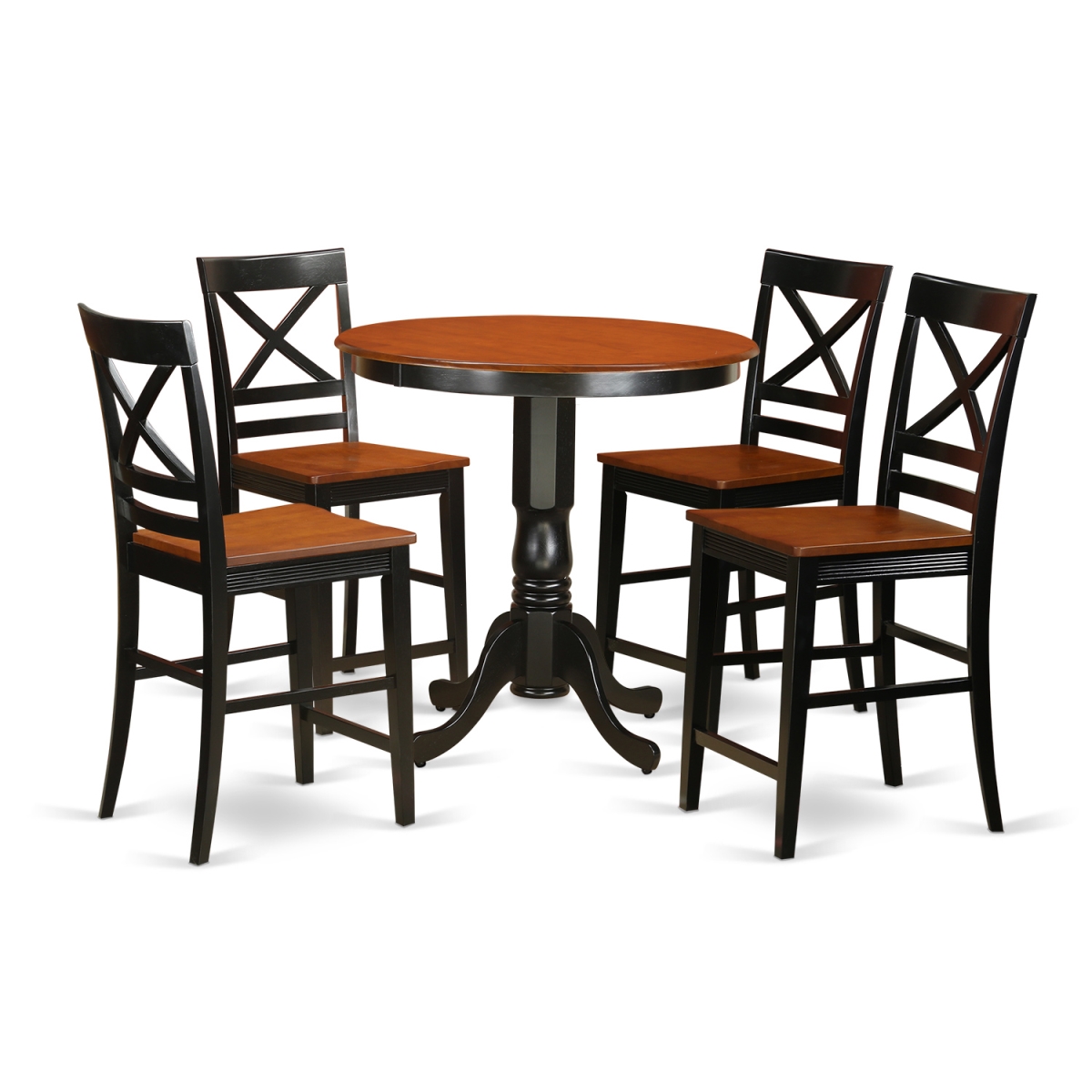 Counter Height Top Table & 4 Stool, Black Finish