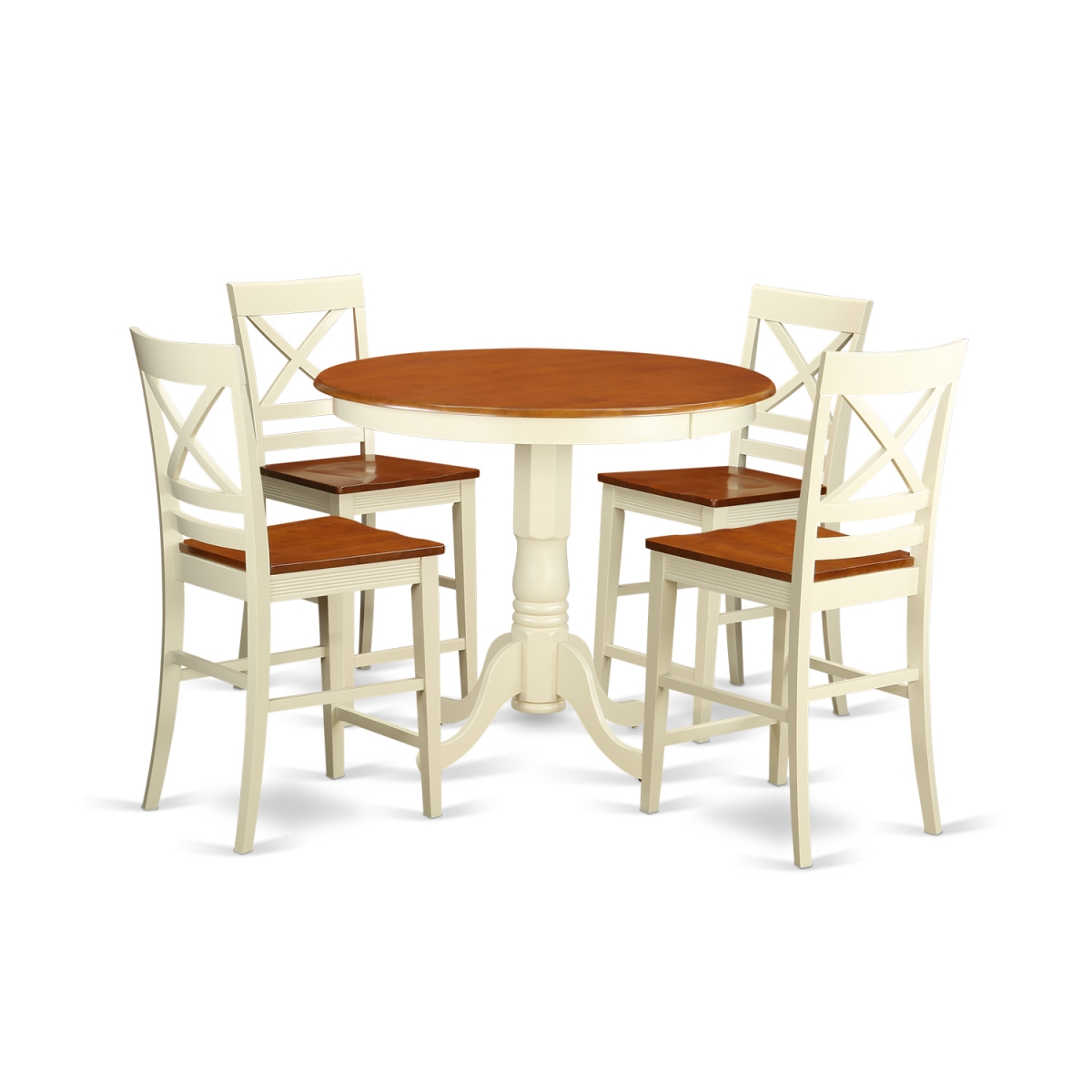 Counter Height Dining Pub Table & 4 Chairs, White Finish