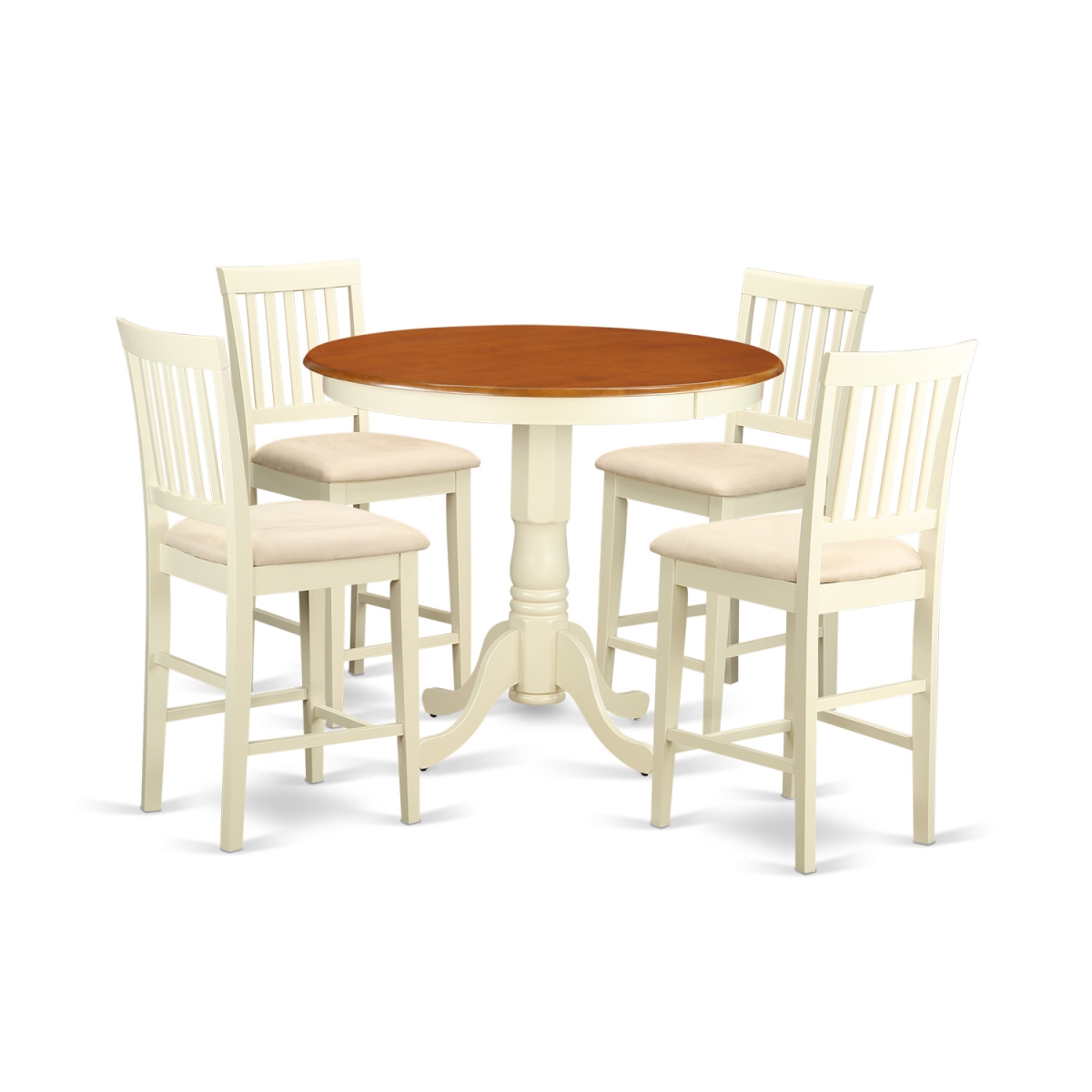 Counter Height Dining Table & 4 Bar Stools, White Finish