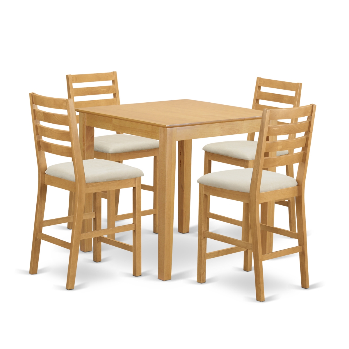 Counter Height Table & 4 Dinette Chairs, Oak