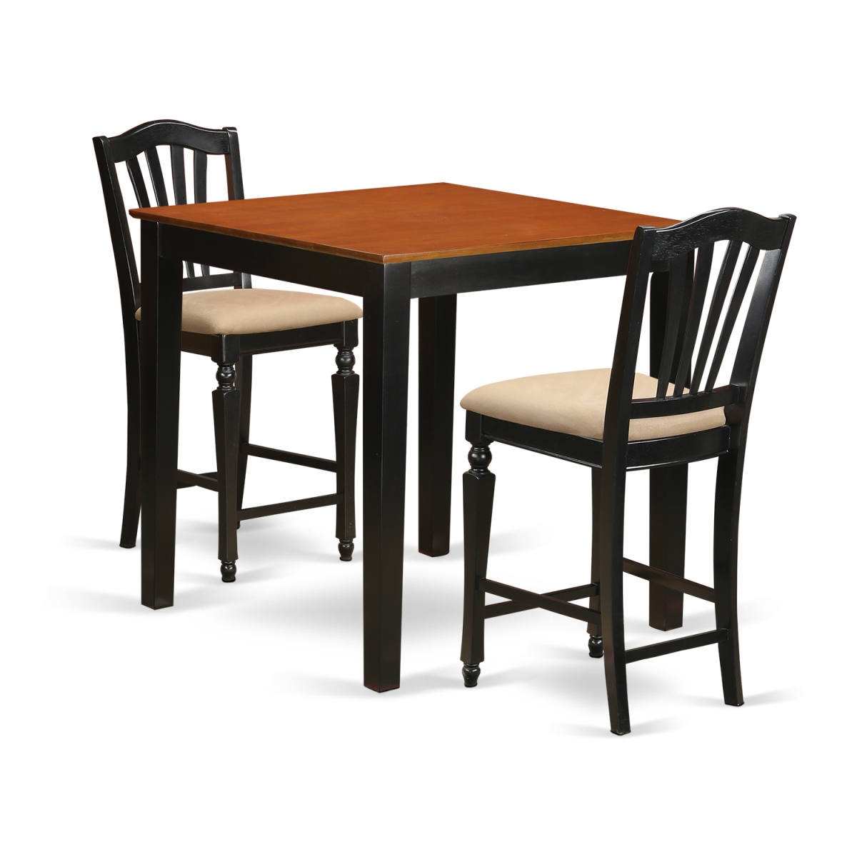 Picture of East West Furniture PBCH3-BLK-C Pub High Top Table & 2 Kitchen Chairs, Black Finish