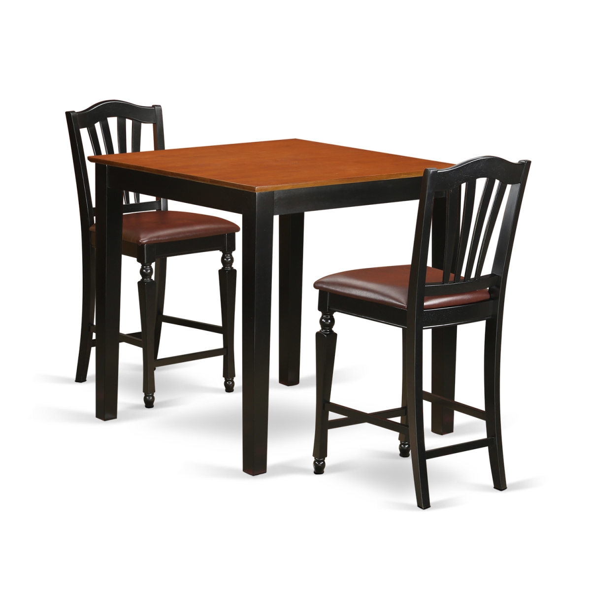 PBCH3-BLK-LC Counter Height Top Table & 2 Chairs, Black Finish