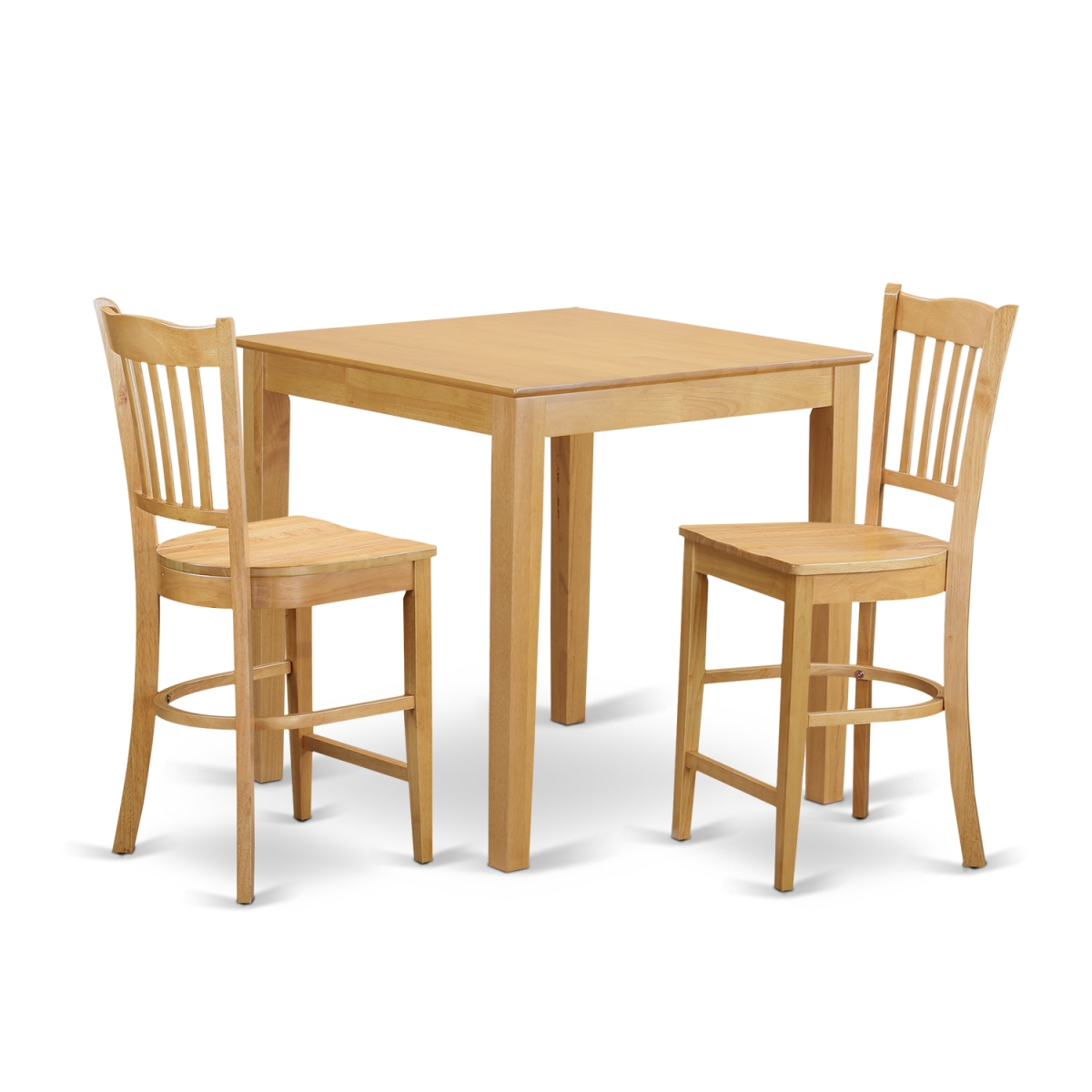 Counter Height High Table & 2 Dinette Chairs, Oak