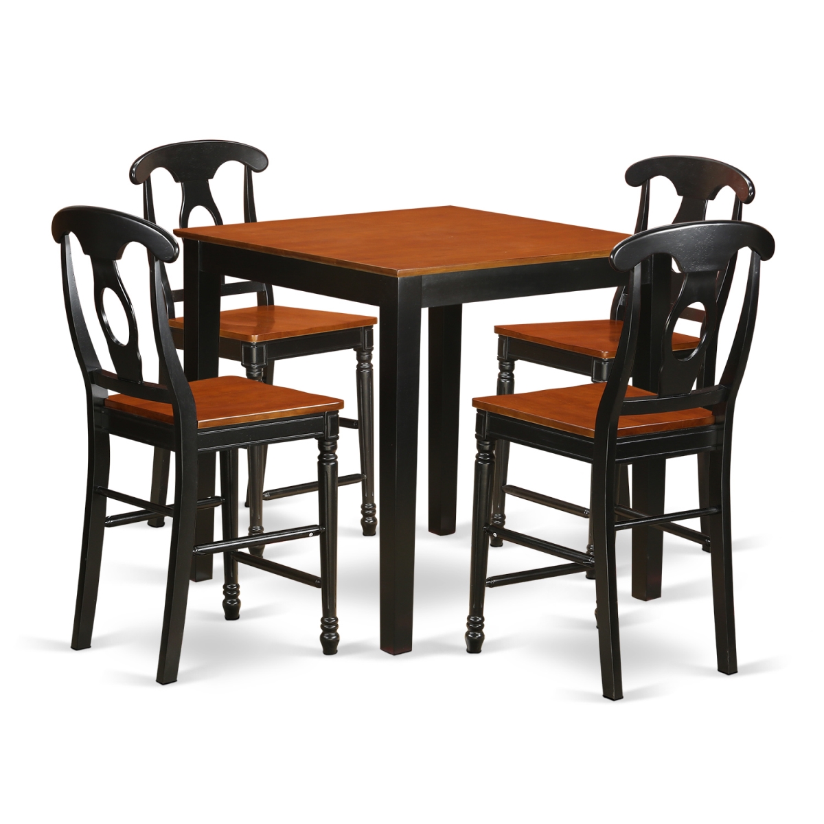 Dining Counter Height Pub Table & 4 Chairs, Black Finish