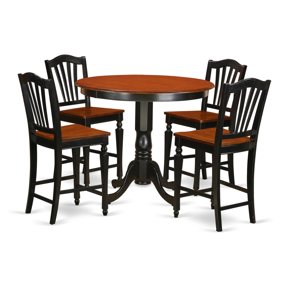 Counter Height Dining Table & 4 Kitchen Chairs, Black Finish