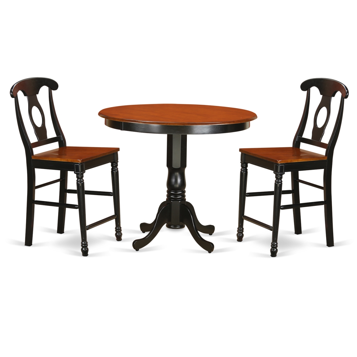 Pub Small Kitchen Table & 2 Counter Height Stool, Black Finish