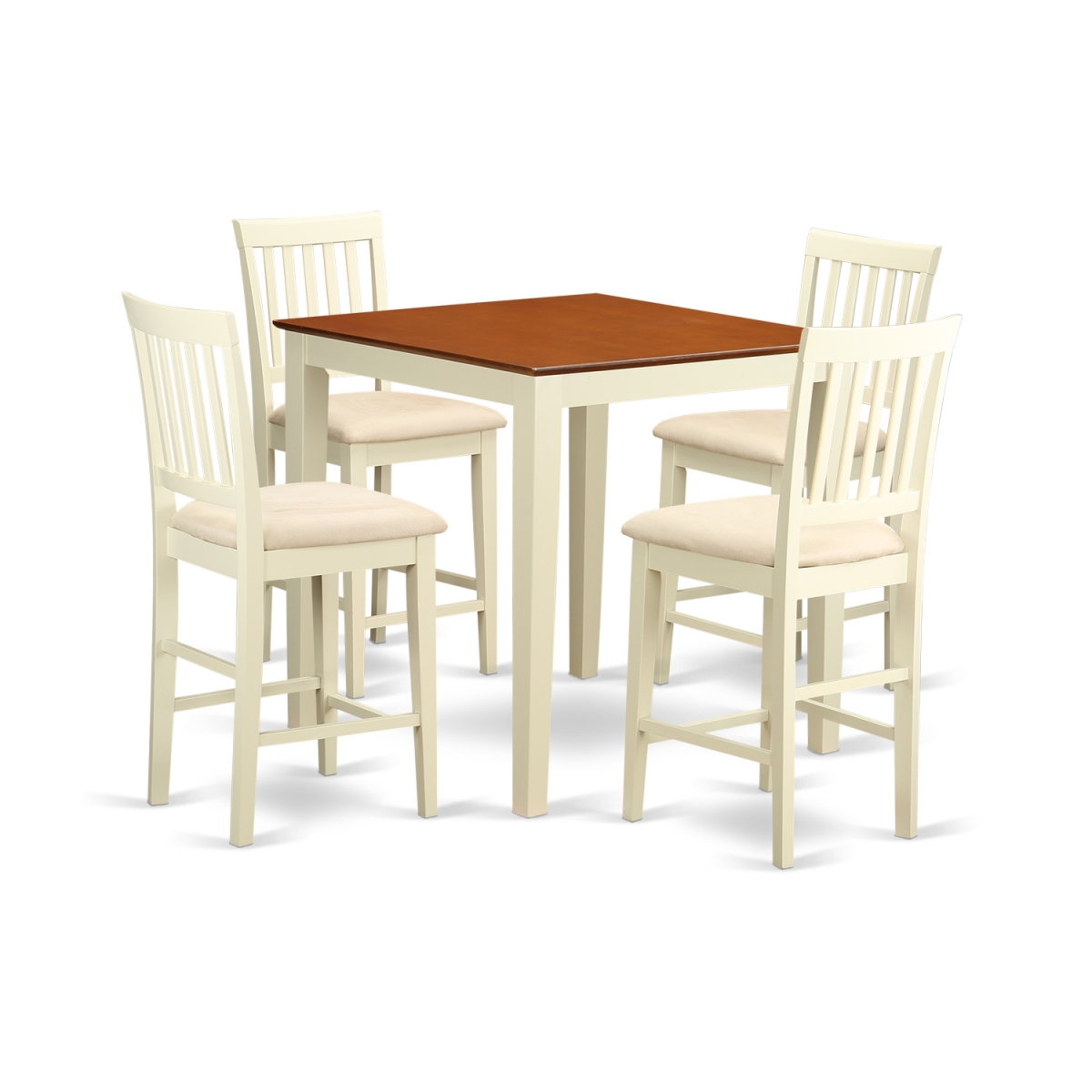 Counter Height Pub Table & 4 Kitchen Dining Chairs, White Finish