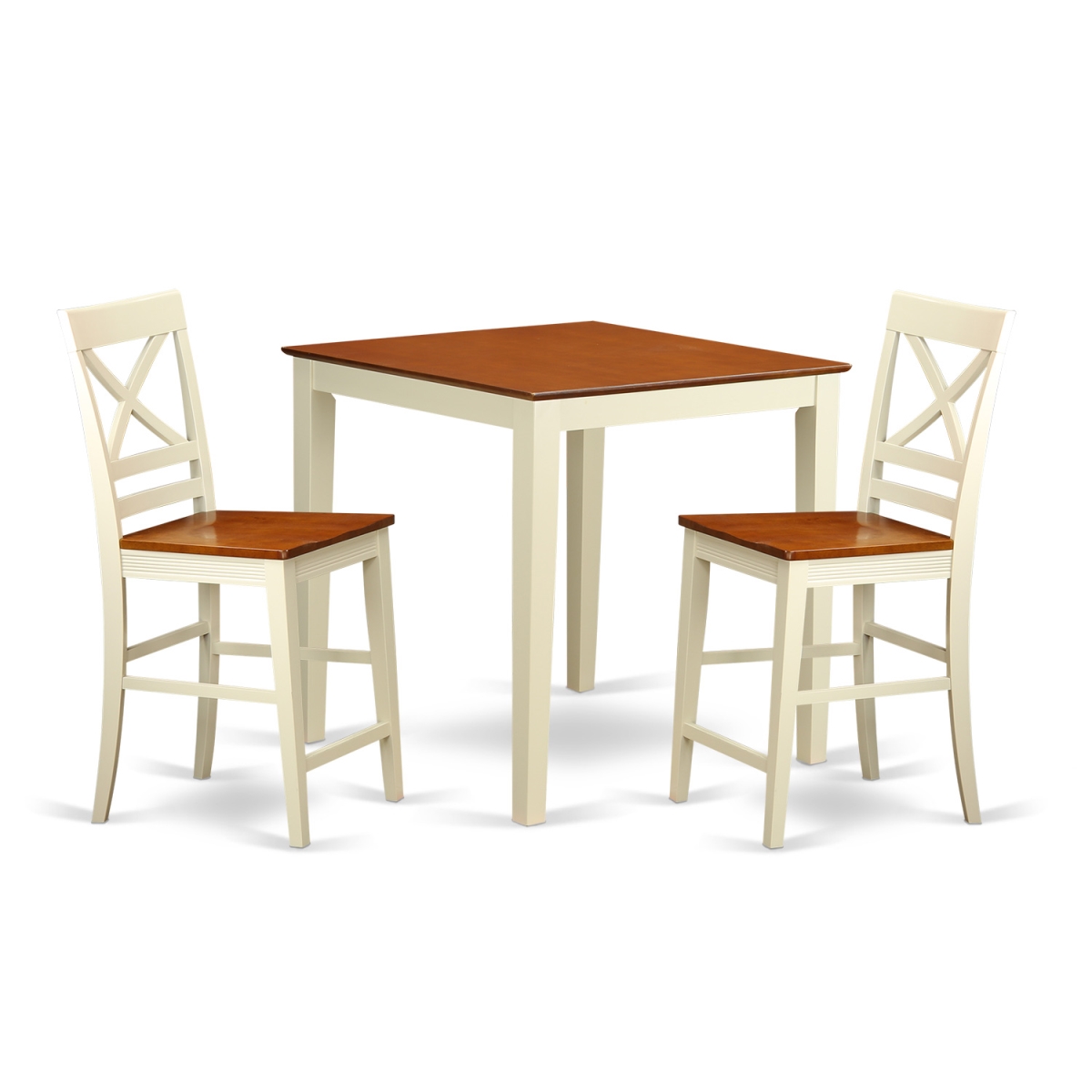 Dining Counter Height Pub Table & 2 Chairs, White Finish