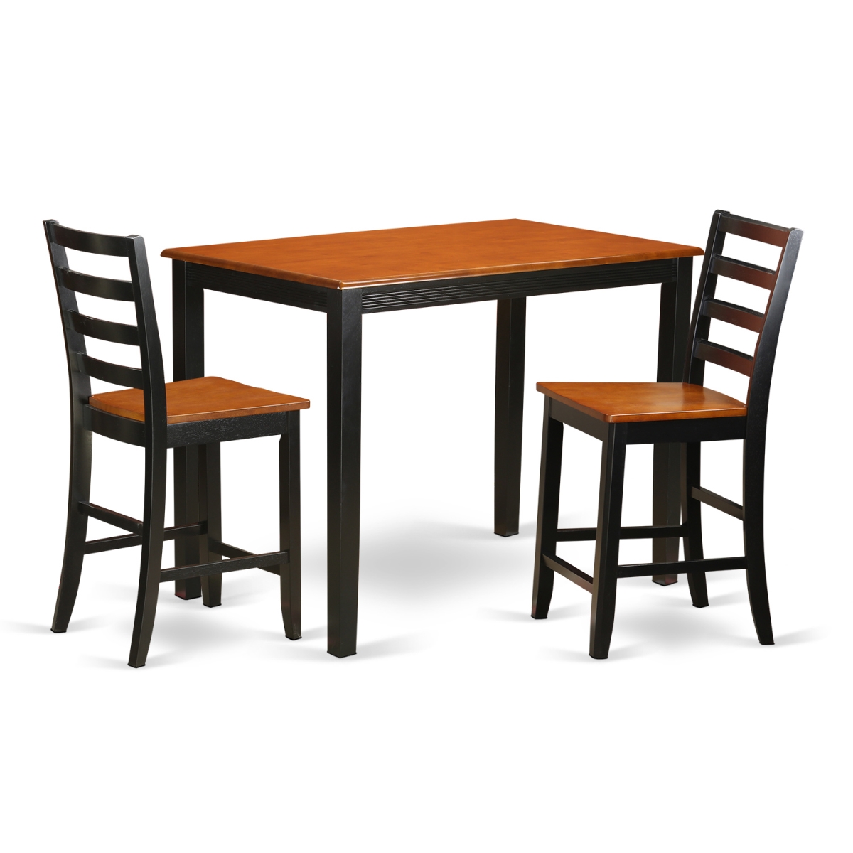 Counter Height Pub Table & 2 Kitchen Dining Chairs, Black Finish
