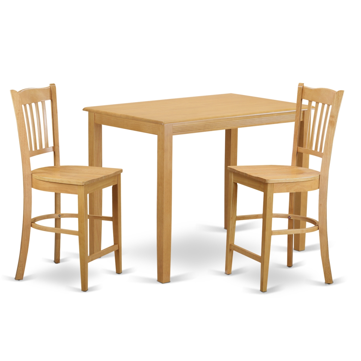 Counter Height Pub Dining Room Table & 2 Bar Stools, Oak
