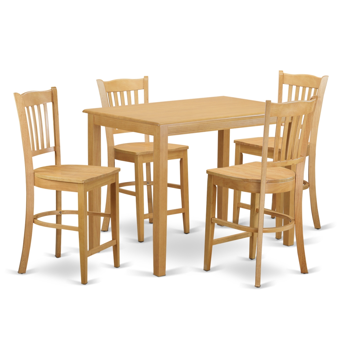 Yarmouth Dining Counter Height Pub Table & 4 Stool, Oak