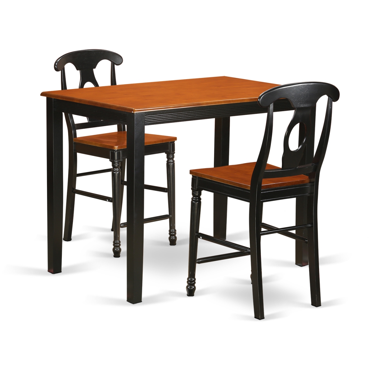 Dining Counter Height Pub Table & 2 Bar Stools with Backs, Black Finish