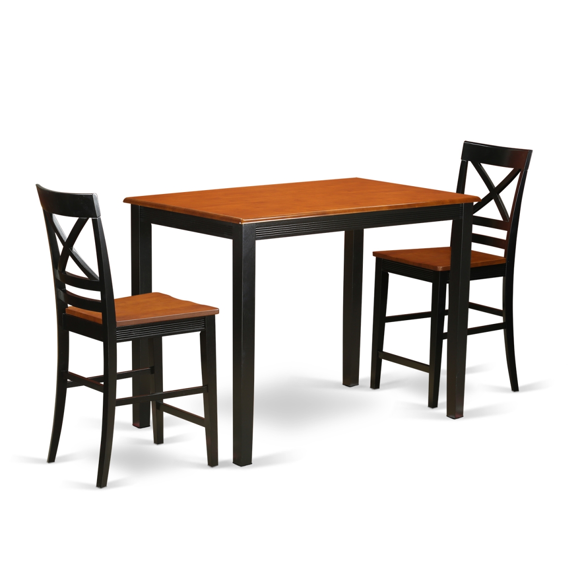 Counter Height Pub Table & 2 Dining Chair, Warm Black
