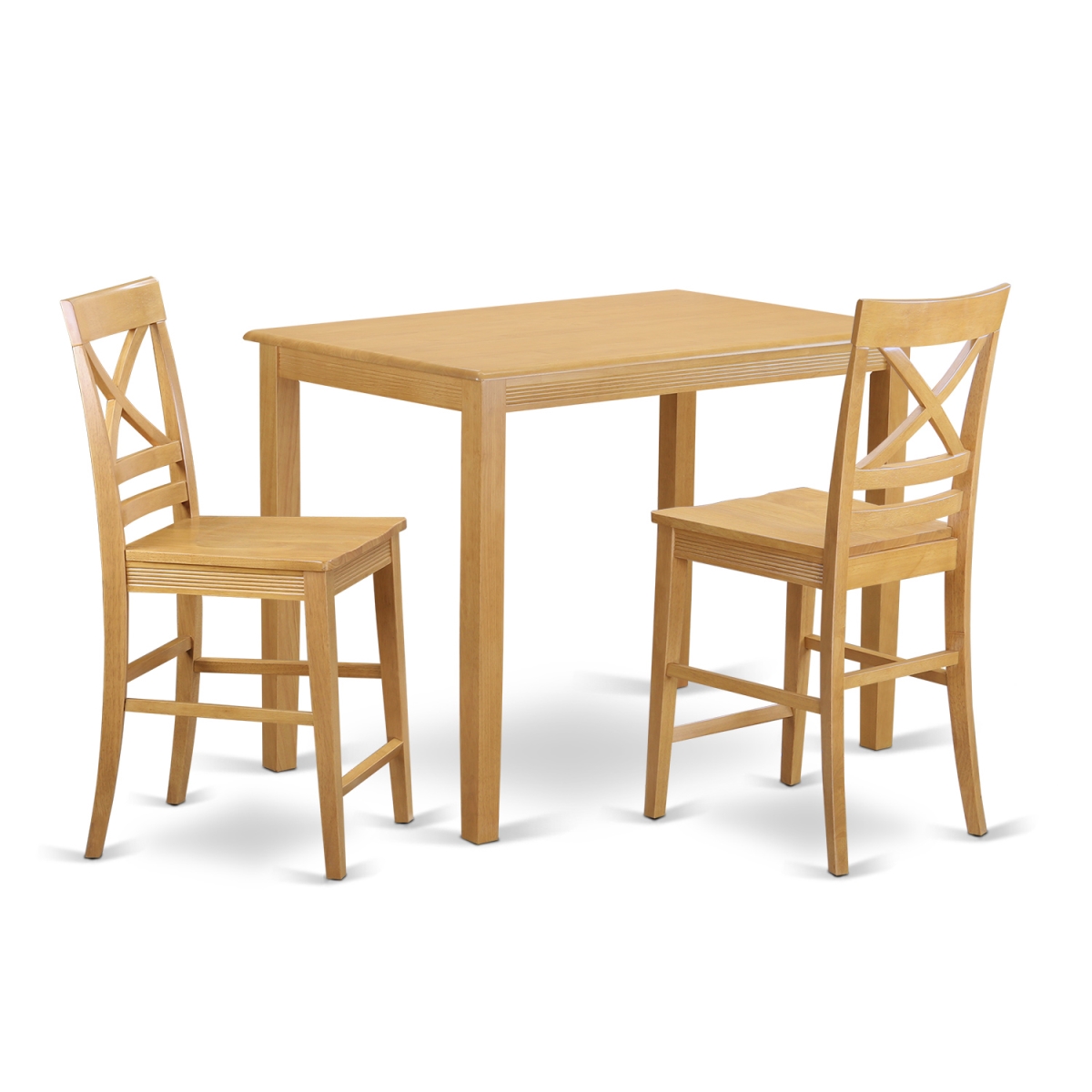 Counter Height Small Kitchen Table & 2 Bar Stools with Backs, Oak